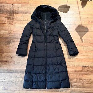 Jessica Simpson Layered Maxi Puffer Coat with Ultra High Faux-Fur Lined Collar